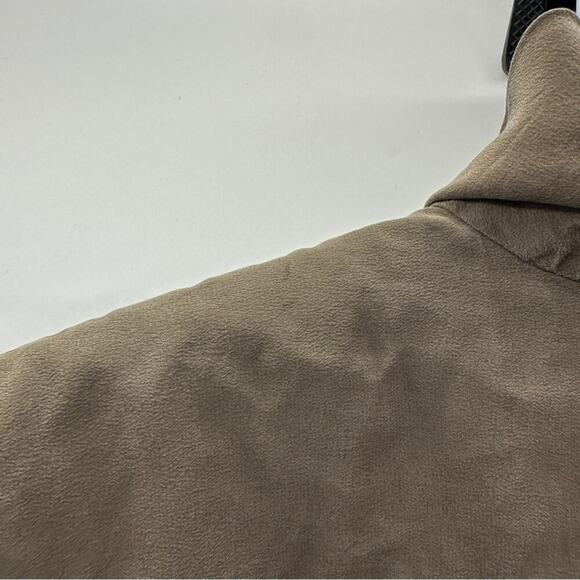 Gitman Bros 100% Silk Olive Green Mock Neck Button Down Shirt Size 4 - Picture 7 of 9